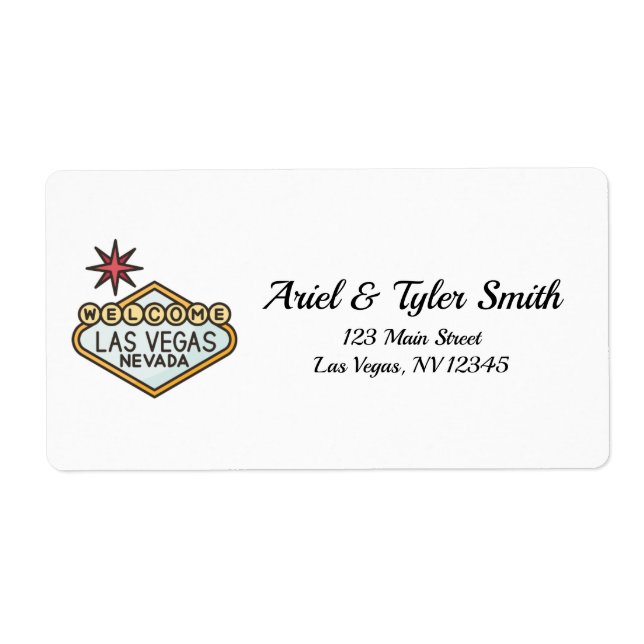 Étiquette de retour d'adresse Las Vegas | MARIAGE (Devant)