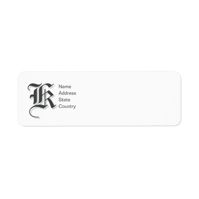 Étiquette de retour d'adresse Monogramme K personn (Devant)