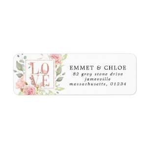 Étiquette de retour d'amour floral rose