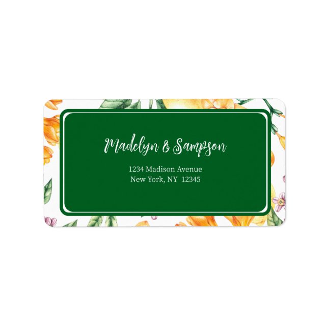 Étiquette de retour d'aquarelle de citron italien (Devant)