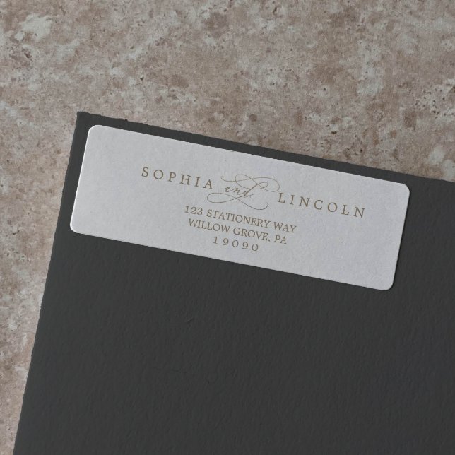 Étiquette de retour de calligraphie d'or romantiqu (Créateur téléchargé)