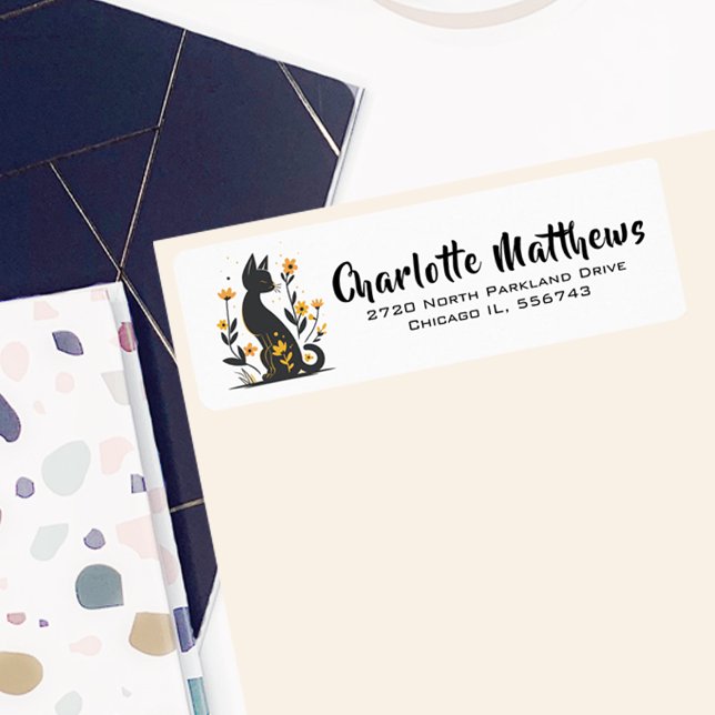 Étiquette de retour de chat noir fantaisie (Créateur téléchargé)