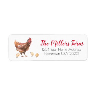 Étiquette de retour de ferme rustique au poulet