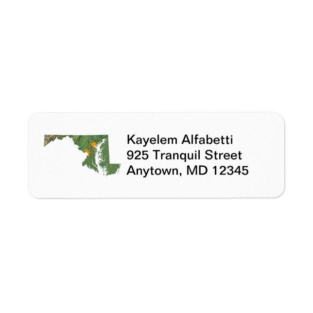 Étiquette de retour de la carte du Maryland (Devant)