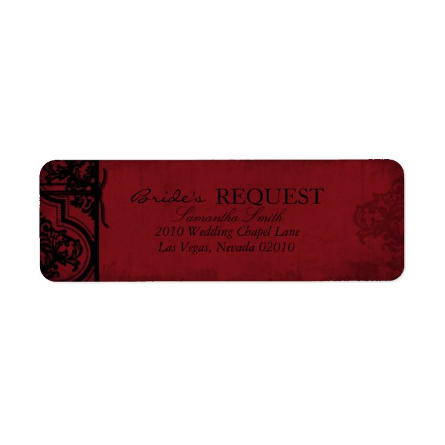 Étiquette de retour de la mariée Vampire B (Devant)