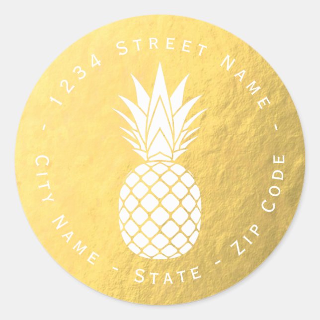 Étiquette de retour de l'ananas Faux Gold (Devant)