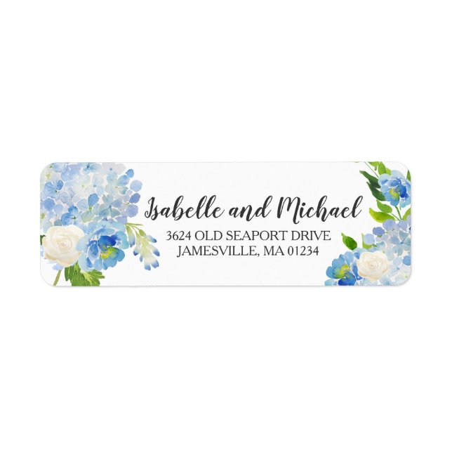 Étiquette de retour de l'aquarelle bleue et blanch (Devant)