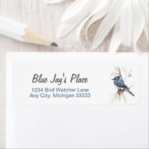Étiquette de retour de l'aquarelle Blue Jay