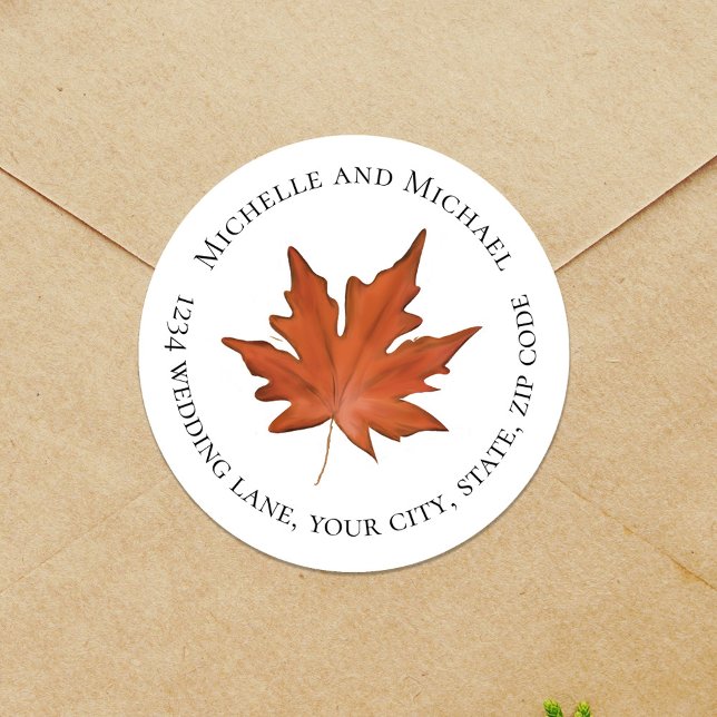 Étiquette de retour de l'aquarelle des feuilles d' (Fall watercolor leaves custom return address label circle sticker.)