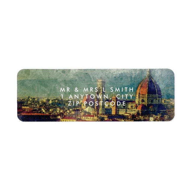 Étiquette de retour de l'aquarelle Florence Italie (Devant)