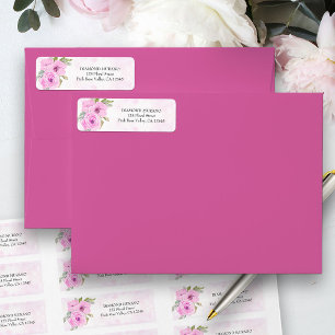 Étiquette de retour de l'aquarelle rose pâle