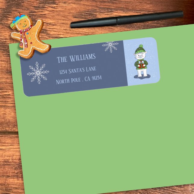 Étiquette de retour de l'ours bleu polaire (Whimsical polar bear blue Holiday return address labels .
)