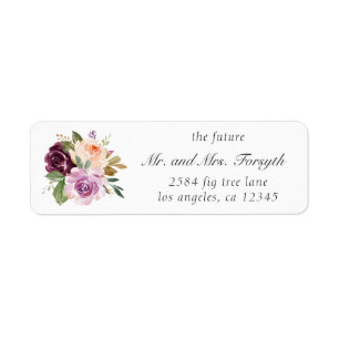 Étiquette de retour de mariage floral M. et Mme Pr
