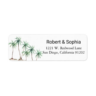 Étiquette de retour de Palm Tree Watercolor Modern
