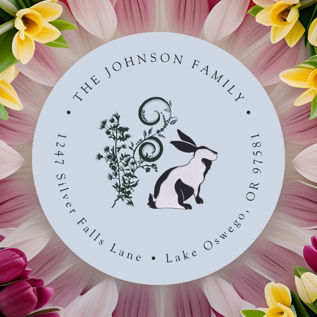 Étiquette de retour de Pâques Modern Bunny (Créateur téléchargé)