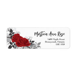 Étiquette de retour de Rose rouge romantique entre