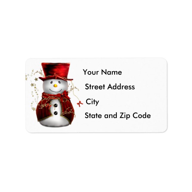 Étiquette de retour de Snowman dans un chapeau sup (Devant)