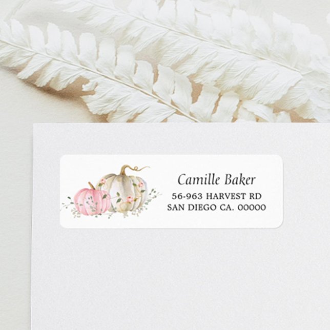 Étiquette de retour du Baby shower Citrouille rose (Créateur téléchargé)