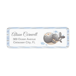 Étiquette de retour du Baby shower de baleine naut