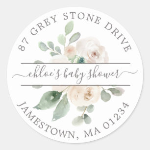 Étiquette de retour du Baby shower Floral rose