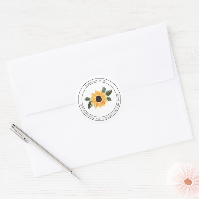 Étiquette de retour du cercle de tournesol rustiqu (Enveloppe)