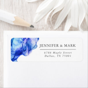 Étiquette de retour du Mariage Abstrait Silk Blue