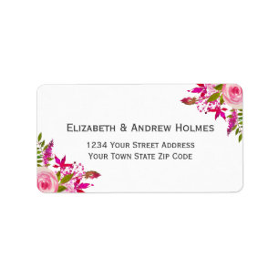 Étiquette de retour du Mariage de fleurs rose