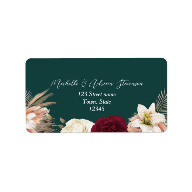 Étiquette de retour du Mariage Floral Emerald (Devant)