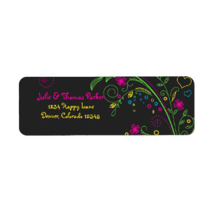 Étiquette de retour du Mariage floral Neon