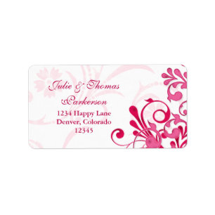 Étiquette de retour du Mariage Floral rose blanc