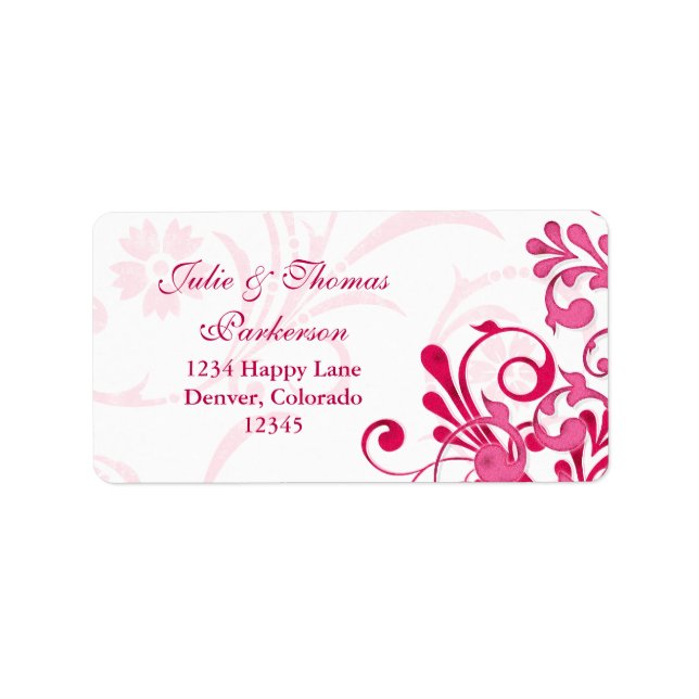 Étiquette de retour du Mariage Floral rose blanc (Devant)