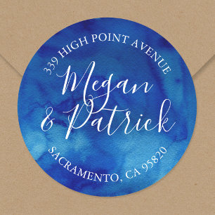 Étiquette de retour du Mariage rond Sapphire Tide