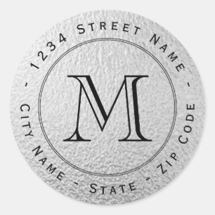 Étiquette de retour du monogramme à huile d'argent