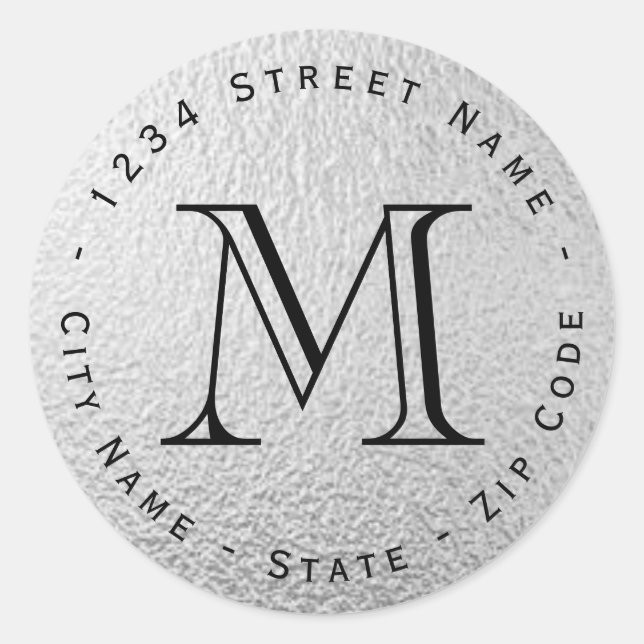 Étiquette de retour du monogramme à huile d'argent (Devant)