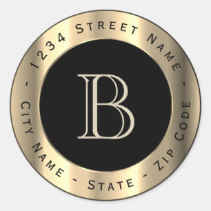 Étiquette de retour du monogramme de bronze Premi