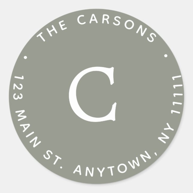 Étiquette de retour du Monogramme vert Sage (Devant)