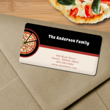 Étiquette de retour du restaurant Pizza