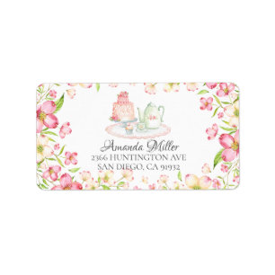 Étiquette de retour du thé de la nuptiale rose pâl