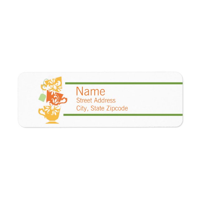 Étiquette de retour du thé orange et jaune (Devant)