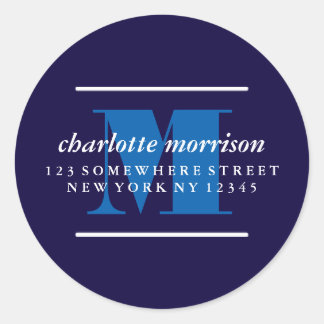Étiquette de retour d'une ronde de gros monogramme