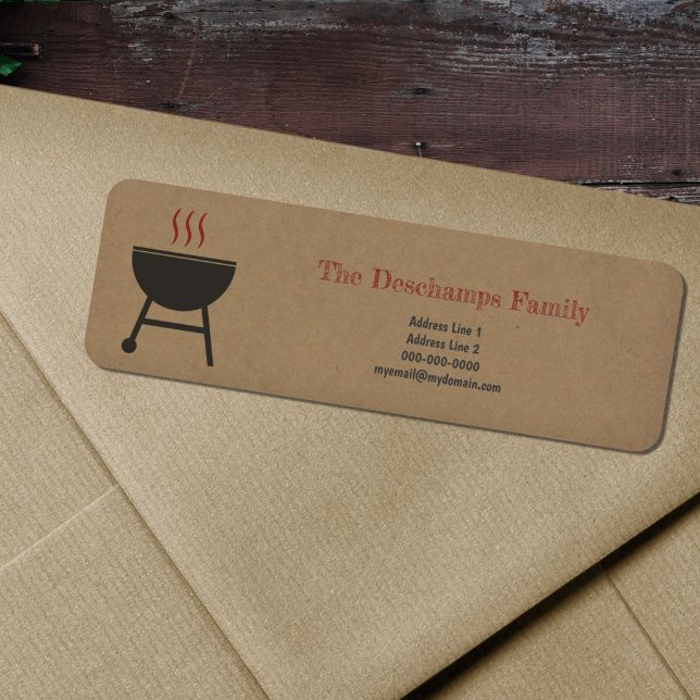 Étiquette de retour Kraft & Rustic BBQ (Kraft & Rustic BBQ Return Address Label)