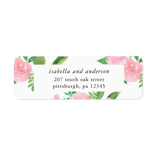 Étiquette de retour Mariage de fleurs de rose (Devant)