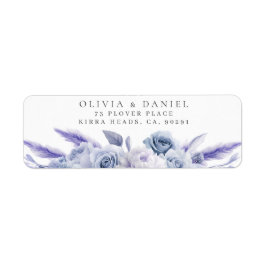 Étiquette de retour Mariage Dusty Blue Roses