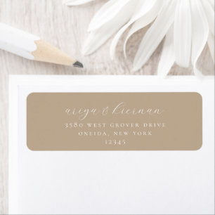 Étiquette de retour minimaliste chic beige