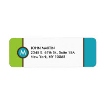 Étiquette de retour Monogramme moderne - Bleu/Brow
