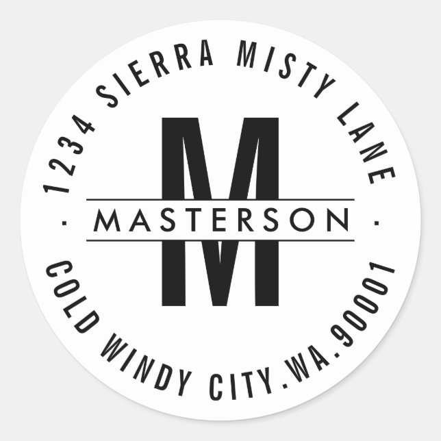 Étiquette de retour Monogramme moderne Circle pers (Devant)