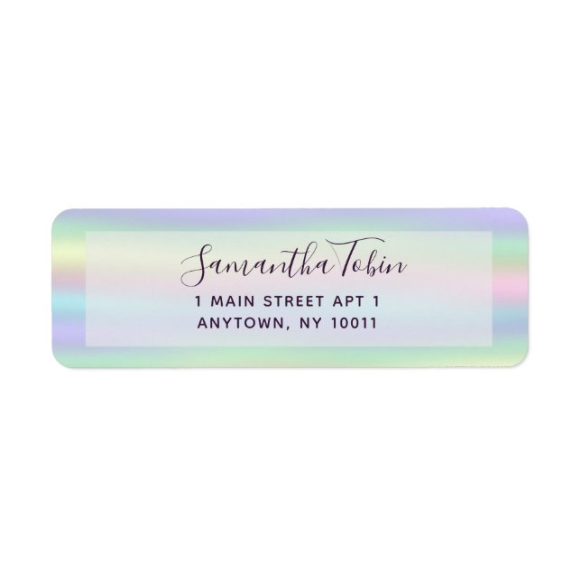 Étiquette de retour Pastel Rainbow Faux Holo (Devant)