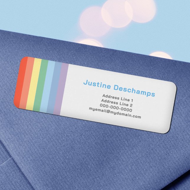 Étiquette de retour Pastel Rainbow Stripes (Pastel Rainbow Stripes Return Address Label)