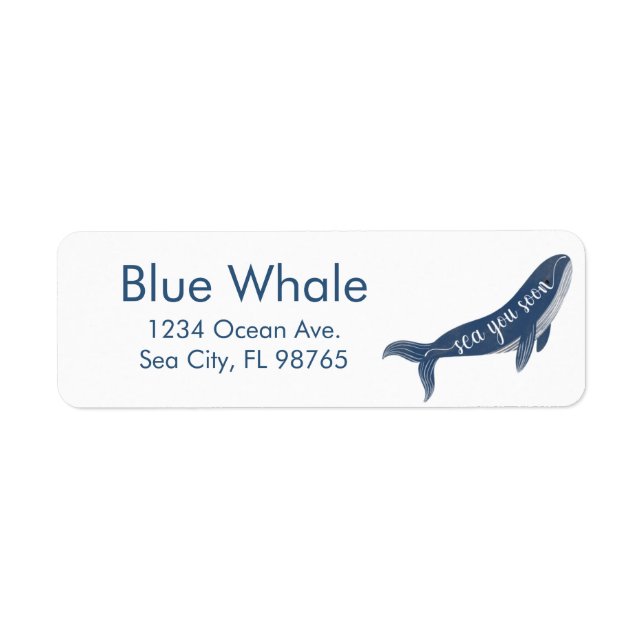 Étiquette de retour personnalisé Blue Whale Ocean  (Devant)