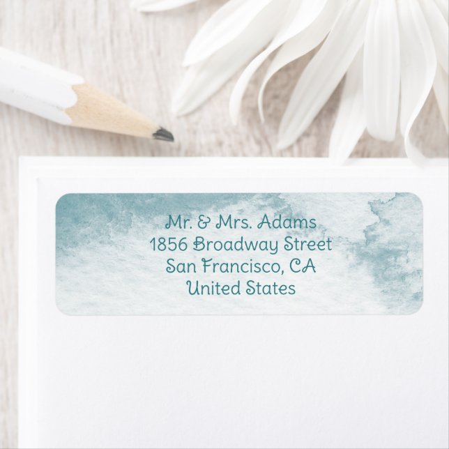 Étiquette de retour pré-adresse Abstrait bleu (En situation)